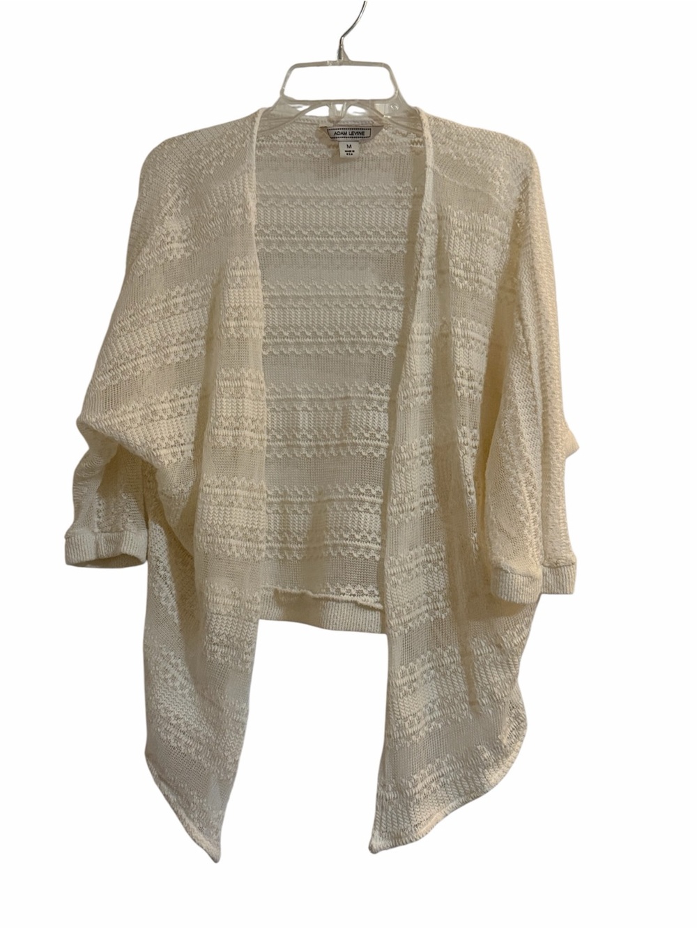Adam Levine Collection Cream Open-Knit Draped Cardigan - M